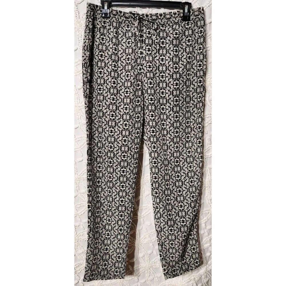 Joe Fresh Pants Womens M Geometric Print‎ Slim Fit Tapered Satin Tapestry